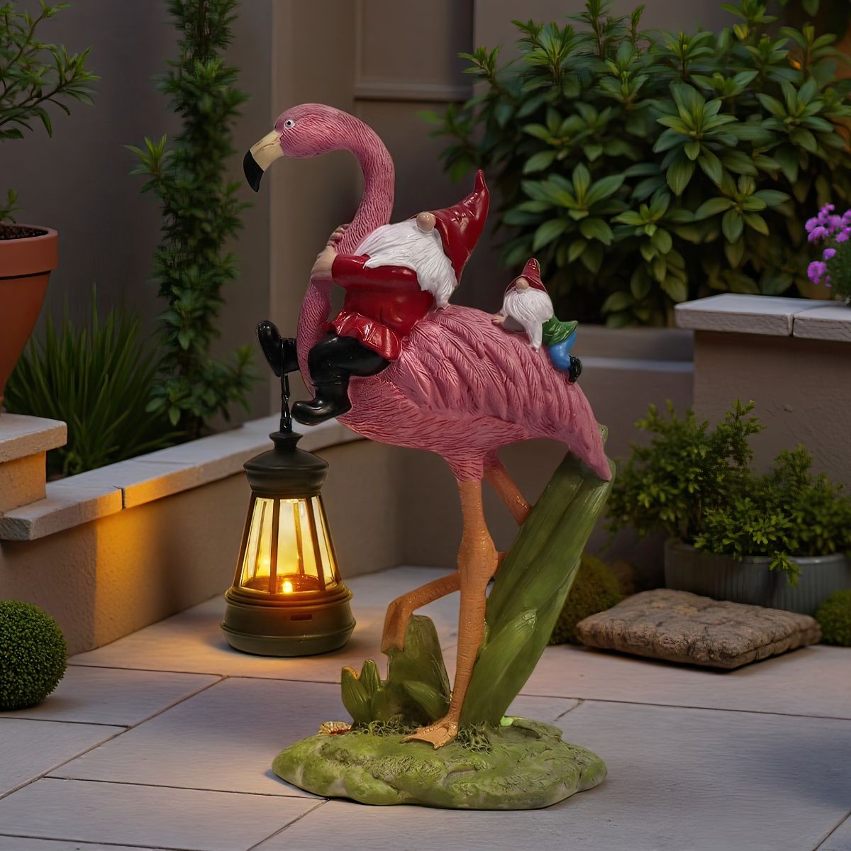 Flamingo Gnome Lantern