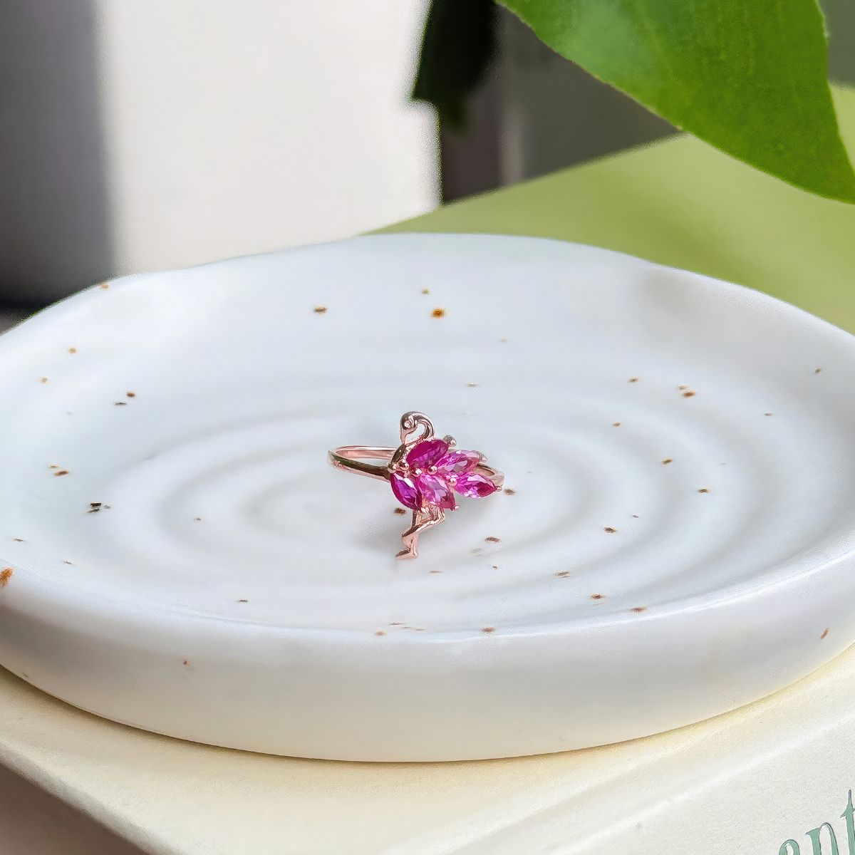 Sterling Silver Pink Flamingo Ring