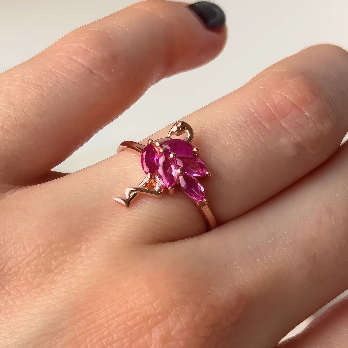 Sterling Silver Pink Flamingo Ring
